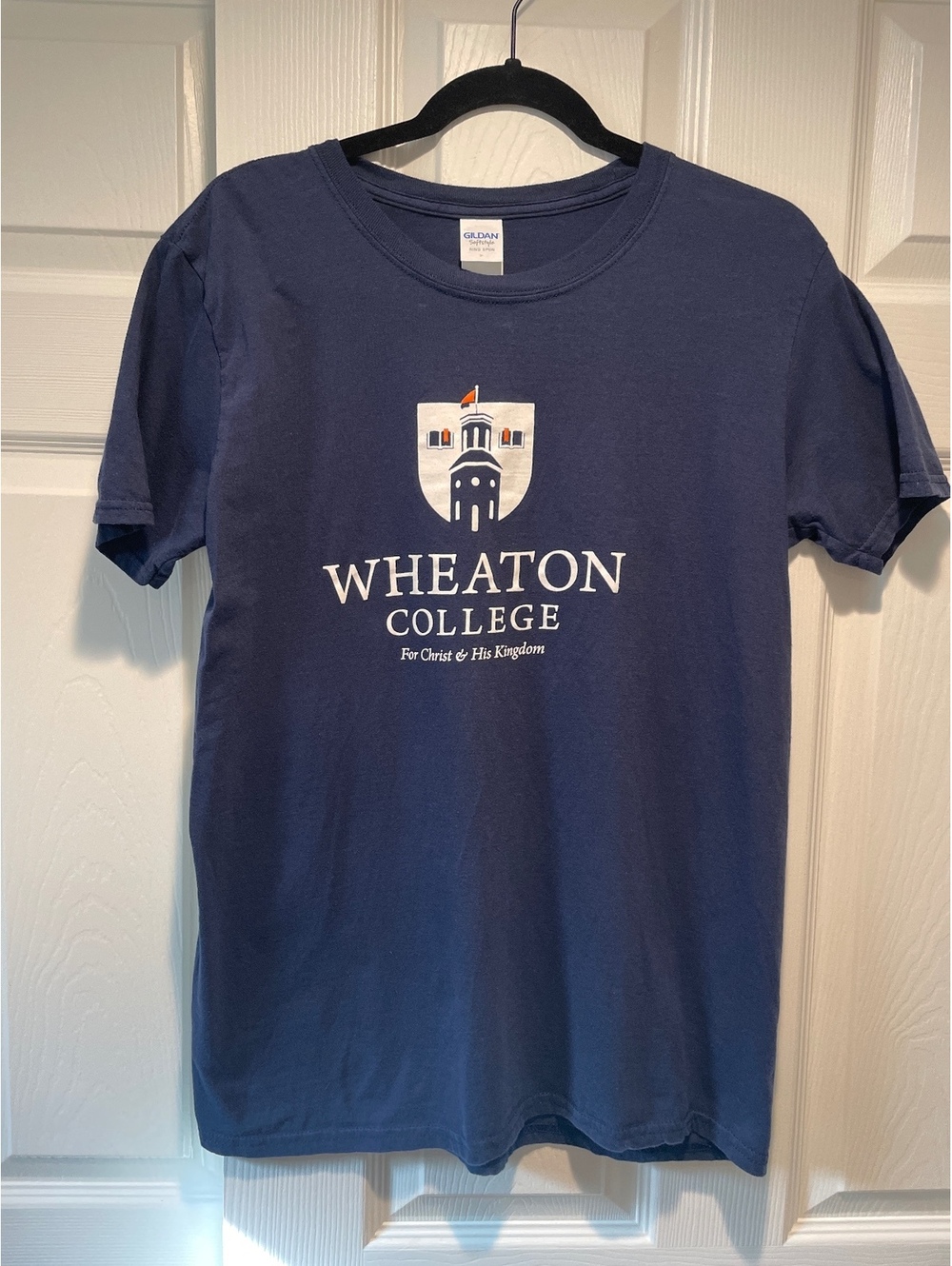 Wheaton College Illinois T Shirt Medium Navy Gildan Softstyle For Christ Kingdom